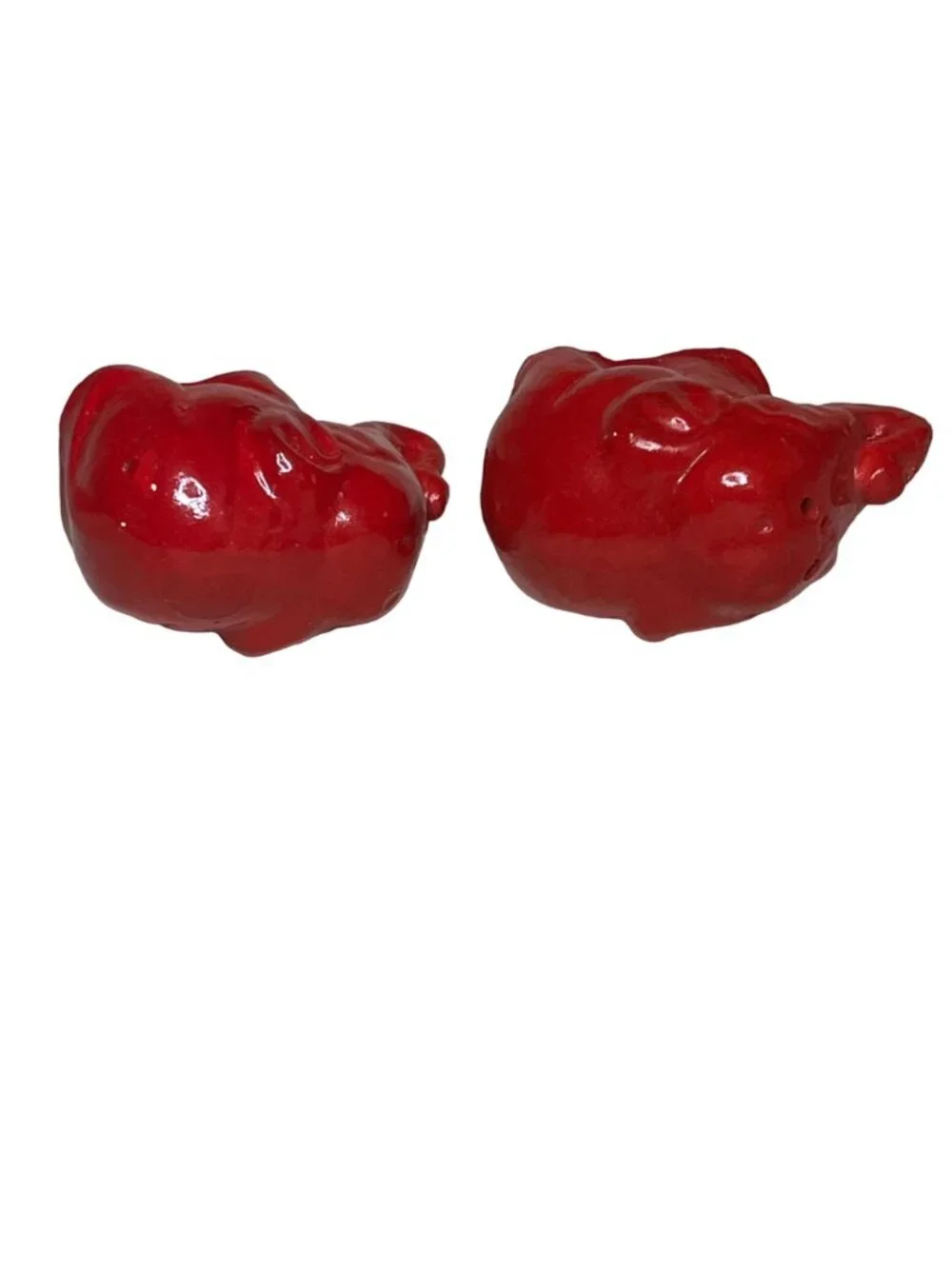 Vintage Small Red Ceramic Elephant Salt & Pepper Shakers Set